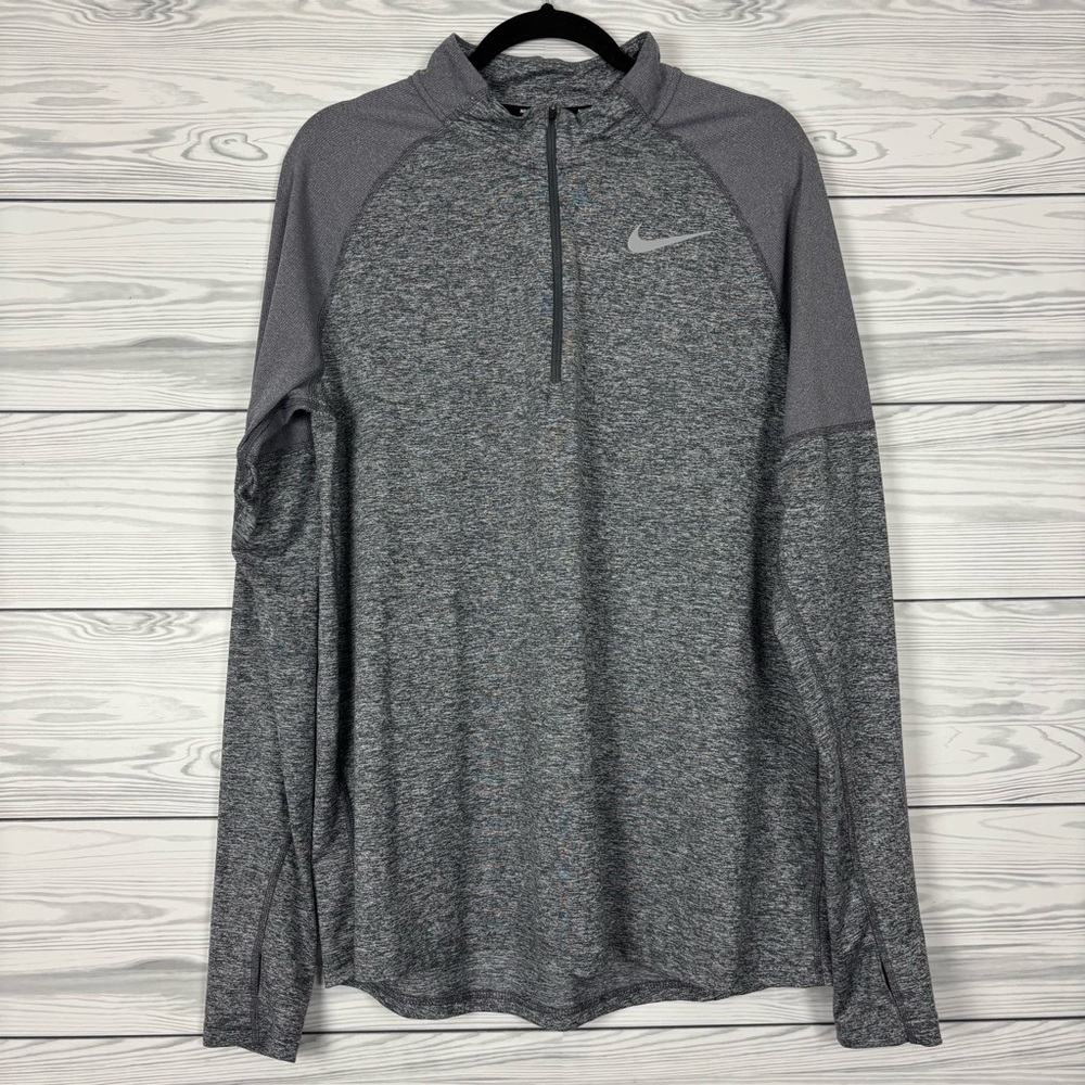 Nike Running Dri-Fit Gray Half Zip Pullover Hoodie Large